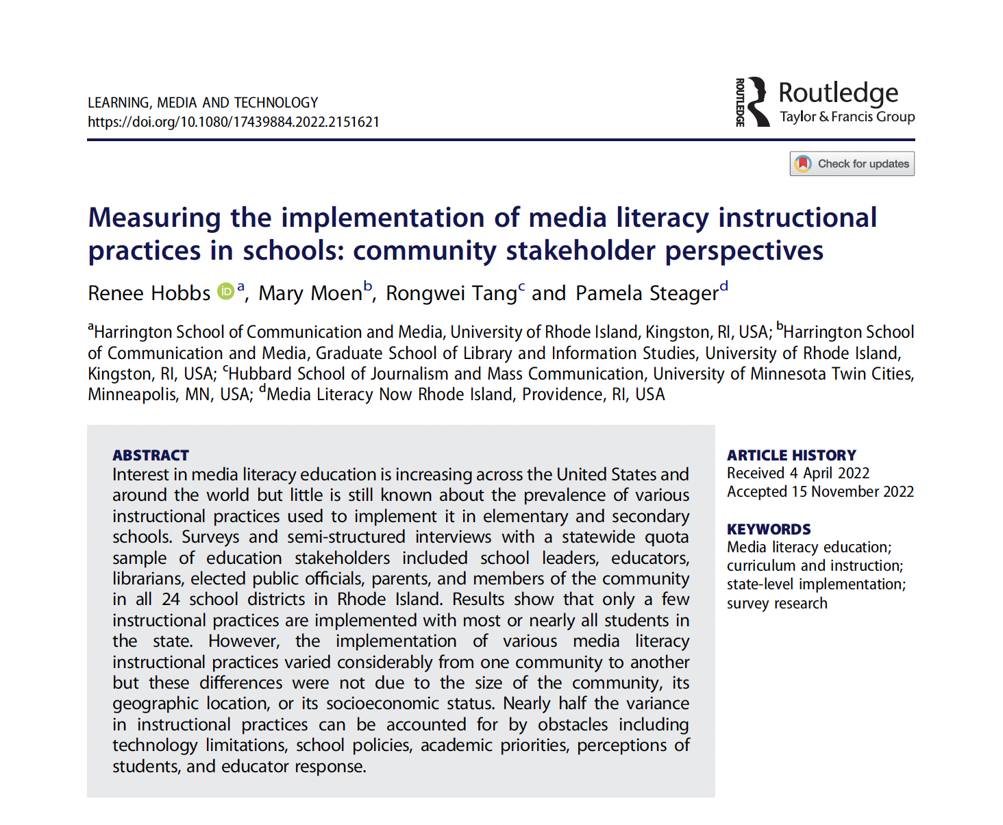 Measuring Media Literacy 