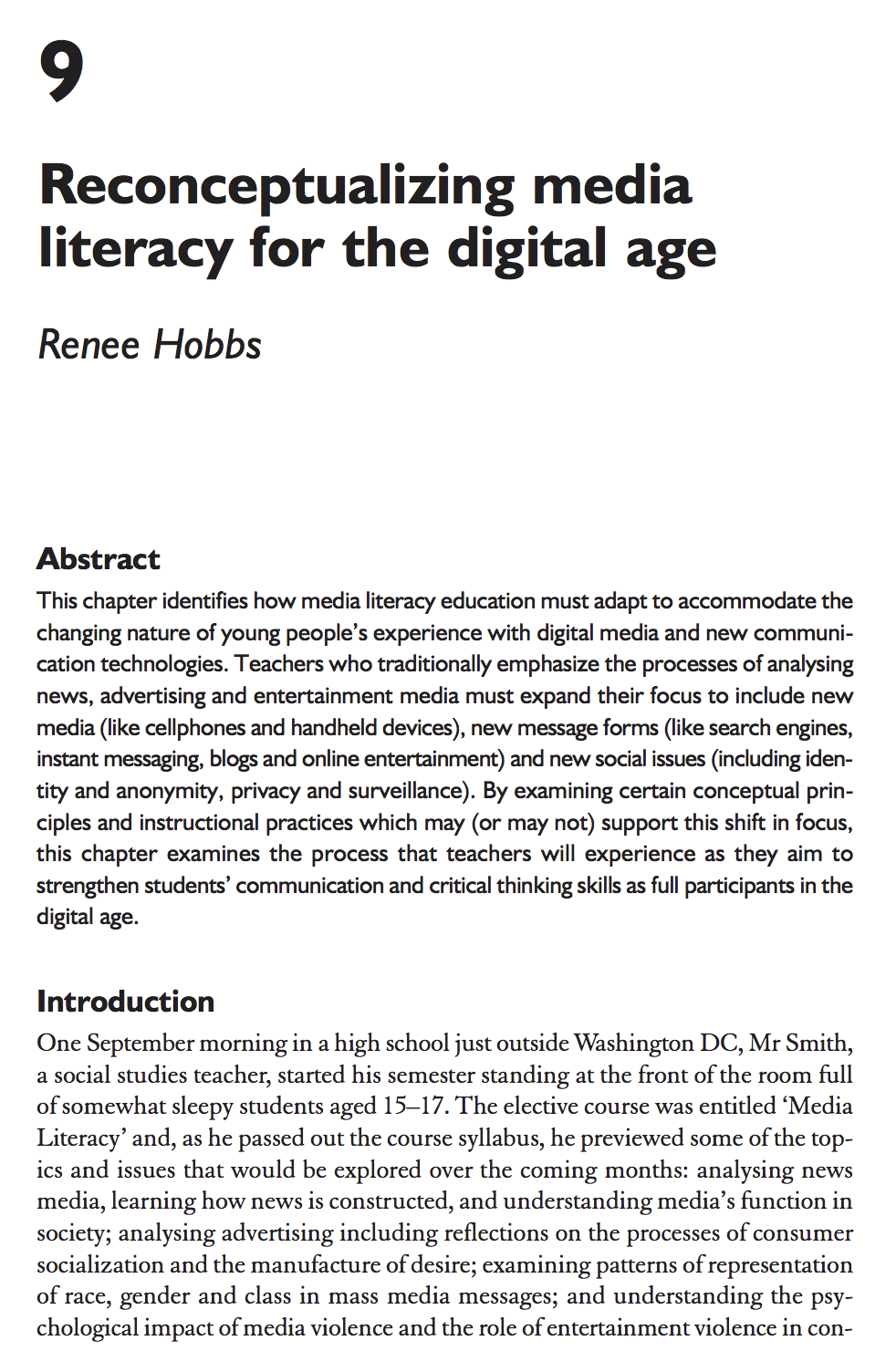 Reconceptualizing Media Literacy for the Digital Age