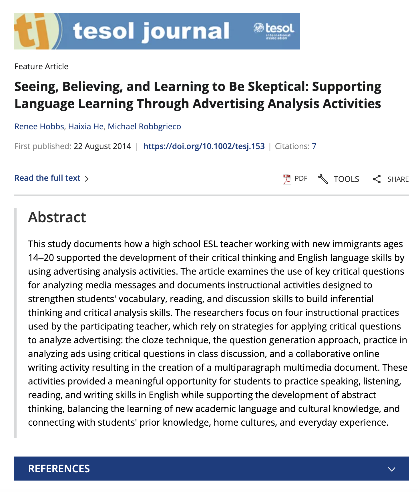 Seeing, Believing and Learning to be Skeptical: Supporting Language Learning Through Advertising Analysis Activities